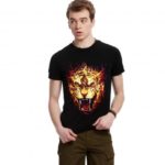3D Roaring Lion Pattern Short Sleeves Men Cotton T-shirt