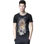 Fashion 3D Tiger Print Round Collar Cotton Men’s T-shirt