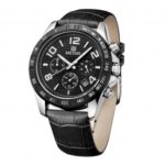 MEGIR 3-dials Waterproof Men Leather Band Quartz Watch