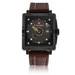 Naviforce 9065 Mens Leather Watch Square Dial Date Day Display