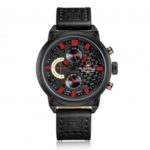 Naviforce 9068 Mens Leather Watch Date Day 24-hour System