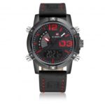 Naviforce 9095 Fashion Waterproof Dual Display Analog and Digital Casual Leather Band Watch for Men