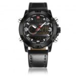 Naviforce 9097 30m Waterproof Dual Display Analog and Digital Casual Leather Band Watch for Men