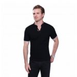 Slim Fit Solid Color Short Sleeve V Neck T Shirt for Men