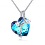 1000SE Heart & Star Crystal Pendant Necklace for Women