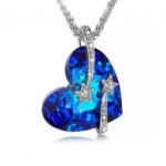 1000SE Heart & Star Pendant Necklace Platinum Plating Alloy + Zircon Necklace for Women