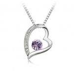 1000SE Women’s Zircon Heart Pendant Necklace Platinum Plating Alloy Necklace