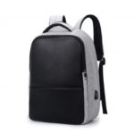 Men Nylon Backpack Computer Bag with USB Charging Port