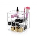 16-Grid Clear Acrylic Cylindrical Makeup Organizer for Lipstick Brush