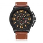CURREN 8230 Men’s New Big Dial Waterproof Wrist Watch with Leather Band