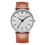 CURREN 8233 Men’s Big Dial Quartz Watch with Leather Band