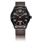 CURREN 8236 Waterproof Big Numerals Leather Band Quartz Watch