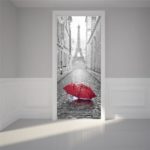 Funlife DM006 Door Cover Sticker Eiffel Tower Pattern Wall Painting