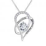 Women’s S925 Sterling Silver Necklace with Zircon Heart Pendant