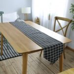 Extra Long Black Plaid Table Runner 30 x 180 cm
