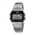SKMEI 1123 Square Stainless Steel Digital Wrist Watch for Men