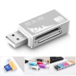 4 in 1 Aluminium Alloy USB 2.0 Card Reader – Random Color