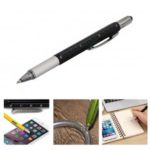 6 in 1 Multifunction Tech Tool Ballpoint Pen with Ruler/Spirit Level/Stylus Pen/Philips and Flat Hea