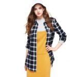 Cache Cache Women’s Long Sleeves Cotton Black and White Plaid Shirts