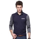 Men’s Long Sleeves Cotton Polo Shirts with Chest Pocket
