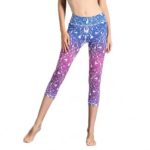 Women’s High Waist Gradient Color Polyester Yoga Capris Running Capri Pants Leggings