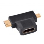 3 in 1 HDMI Female to Mini Micro HDMI Male Adapter T-shape Converter