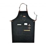Multi-pockets Denim Working Apron with Adjustable Leather Strap for Bartender/Hairdresser/Craftsman