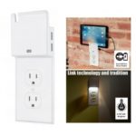 Duplex Outlet Wall Plate Cellphone Holder with Sensor LED Light and Dual USB Ports