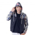 Men’s Casual Printed Polyester Hooded Sweater Jacket