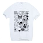 Men’s Cotton Round Collar Short Sleeves T-shirt Top Blouse with Abstract Painting
