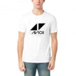 Men’s Short Sleeves Crewneck Cotton T-shirt with Avicii Prints