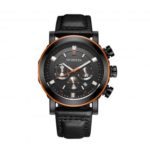 OCHSTIN 064A Waterproof 3 Sub-dials Quartz Calendar Watch with Leather Band