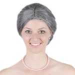 Old Lady Bun Grey Adult Wig Costume Wig Cosplay Wig