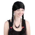 Women’s Long Braided Pigtail Black Wig Costume Wig