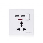 13A Electric Wall Power Outlet with Dual USB Ports for UK Plug