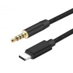 Nylon Braided Type-C to 3.5mm Audio Aux Jack Adapter Cable Random Color