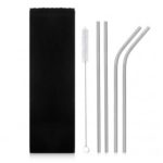 4PCS Stainless Steel Metal Reusable Drinking Straws with Cleaning Brush