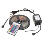 5m SMD2835 RGB LED Strip Light with 24-Key IR Remote & Power Adapter