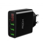 ROCK T14 3 Ports USB Travel Charger 3A Fast Charging with Digital Display