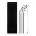 Stainless Steel Metal Reusable 4PCS Drinking Straws with Cleaning Brush