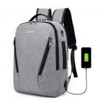 Waterproof Canvas Laptop Travel Backpack with Lock USB Charging Port Headphone Hole