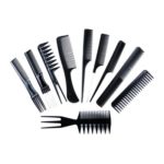10pcs Plastic Hair Styling Comb Set – Black