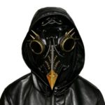 Leather Plague Doctor Long Beak Bird Mask Costume Props for Halloween