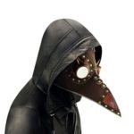 PU Leather Streampunk Beak Plague Doctor Mask Halloween Costume – Coffee
