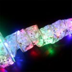 3PCs 1m Assorted Glitter Tulle Ribbons with LED Lights for Christmas