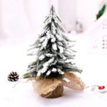 1PC 35cm Artificial Snow Dusted Linen Christmas Tree Miniature Ornament