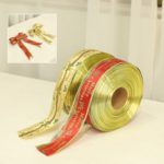 2PCs 5cm x 2M Satin Merry Christmas Bowknot Ribbons for Party Decoration