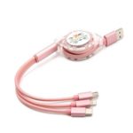 3 in 1 Retractable USB Charging Cable with 8 Pin/Type-C/Micro USB Connector – Random Color