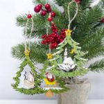 3PCs Wooden Jesus/Santa Claus/Snowed House Christmas Tree Ornaments
