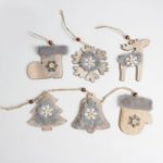 6Pcs/Pack Wooden Christmas Tree Decoration Hanging Ornaments